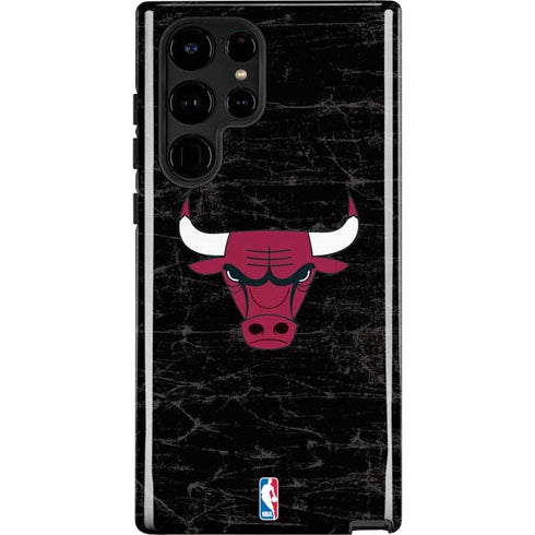 NBA Chicago Bulls Black Distressed Galaxy S25 Ultra Impact Case